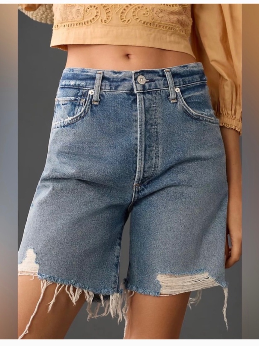 Citizens of Humanity x Anthropologie Camilla Light Washed Frayed Shorts